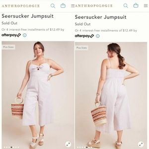 Anthropologie Striped Seersucker Jumpsuit (size: 12)